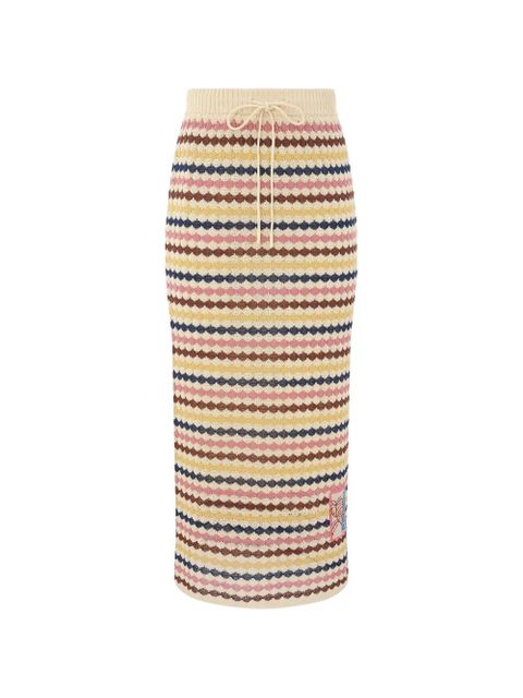ZIMMERMANN Awaken striped drawstring-fastening midi skirt - Neutrals - zdjęcie produktu nr 1