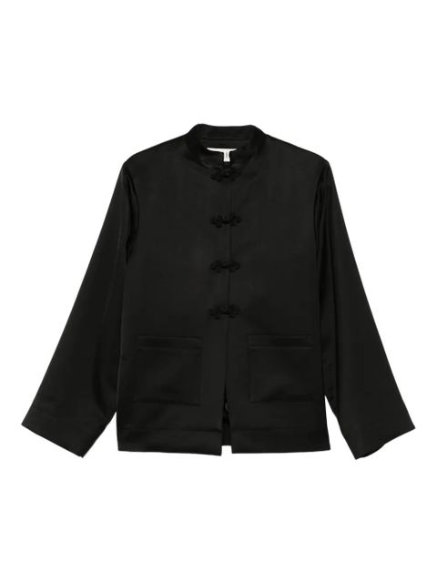 Róhe Mandarin-collar satin jacket - Black - zdjęcie produktu nr 1