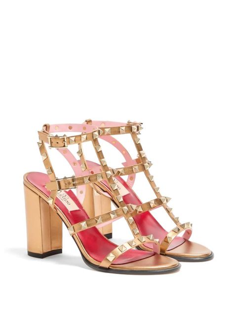 Valentino Garavani Rockstud laminated calfskin sandal with straps 90mm - White - zdjęcie produktu nr 2