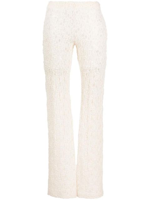 Chloé floral-lace bootcut trousers - Neutrals