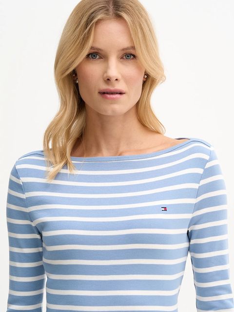 Tommy Hilfiger longsleeve bawełniany kolor niebieski WW0WW40589