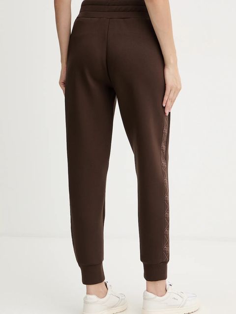 Guess spodnie dresowe NEW VICTOIRE damskie kolor brązowy z aplikacją W5YB11 KBYE2