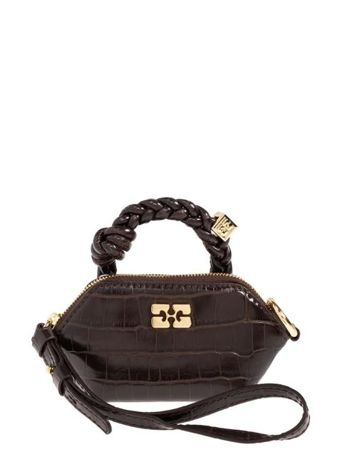 GANNI mini crocodile-embossed tote bag - Brown