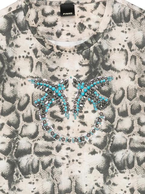 PINKO beaded-embellishment T-shirt - Neutrals