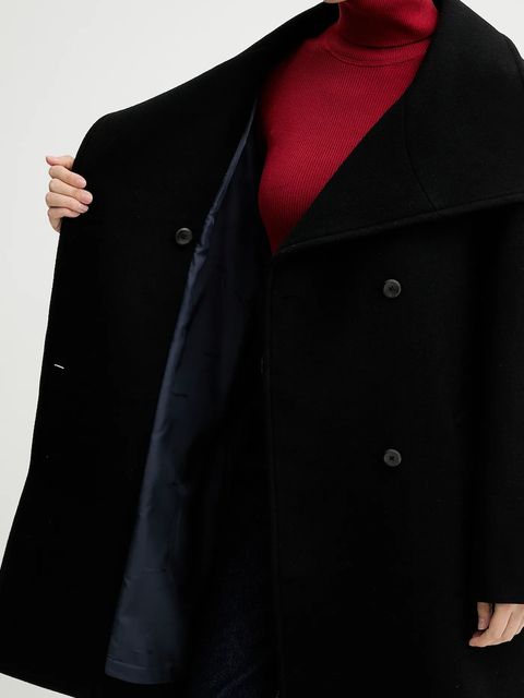 Calvin Klein płaszcz z wełną kolor czarny LV044D557G