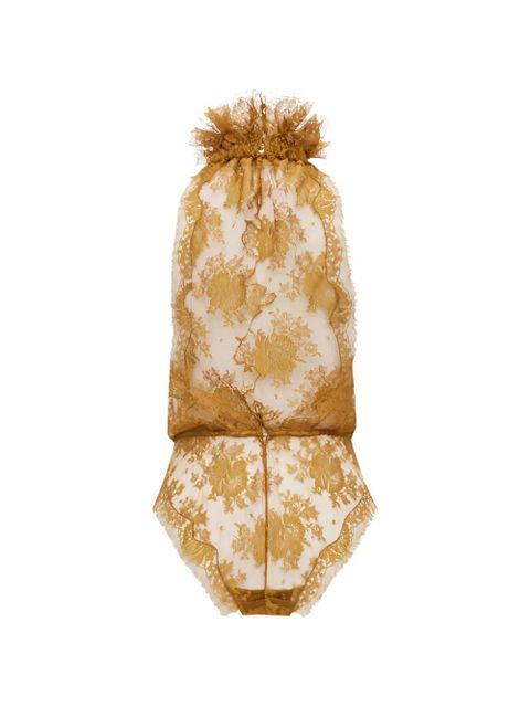Saint Laurent ruffled lace bodysuit - Gold - zdjęcie produktu nr 2