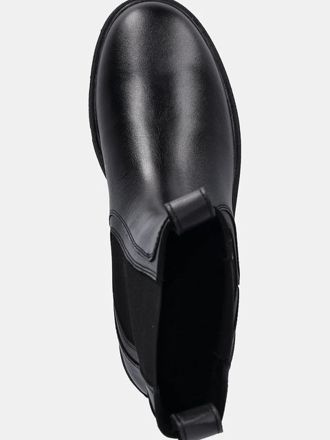 Tommy Hilfiger sztyblety skórzane TH LTHR MID CHELSEA damskie kolor czarny na płaskim obcasie FW0FW08770