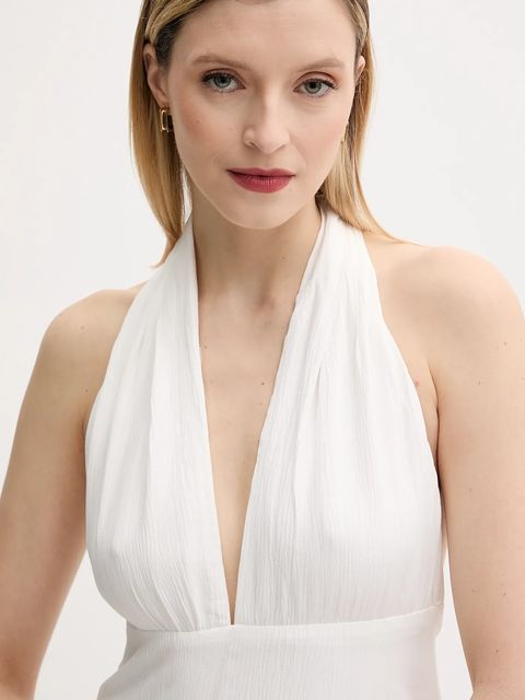 Answear.LAB sukienka kolor biały maxi rozkloszowana