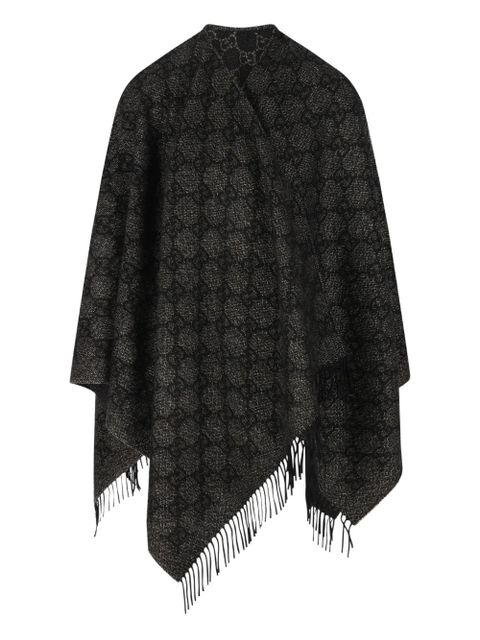 Gucci fringed jacquard cape - Black - zdjęcie produktu nr 1