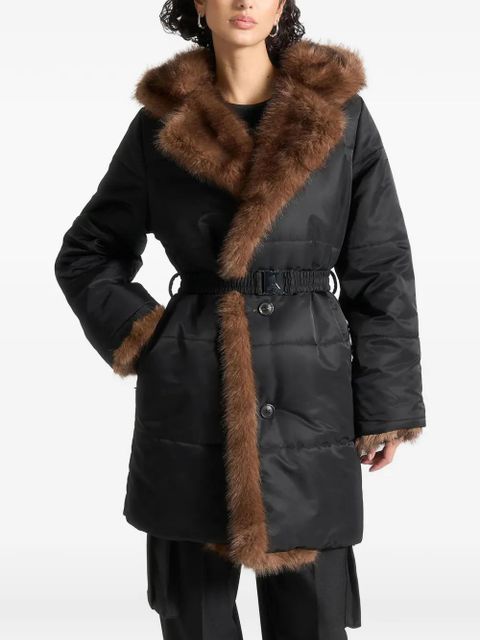 Manière De Voir Alima faux-fur belted coat - Black - zdjęcie produktu nr 1