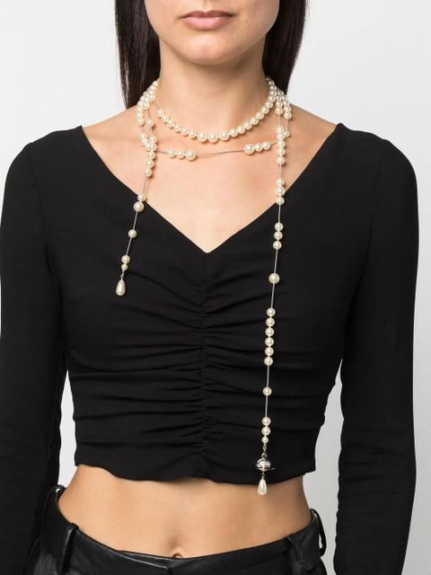 Vivienne Westwood pearl-embellished wraparound necklace - White - zdjęcie produktu nr 2