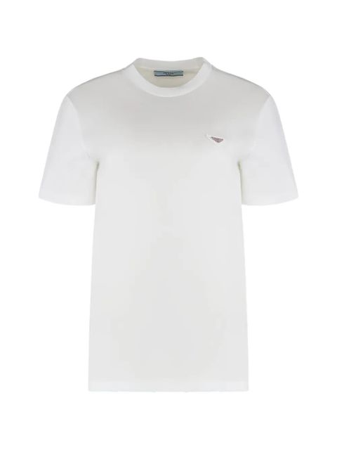 Prada triangle-logo plaque T-shirt - White - zdjęcie produktu nr 1