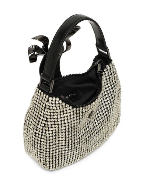 Self-Portrait crystal-embellished bow-detail tote bag - Silver