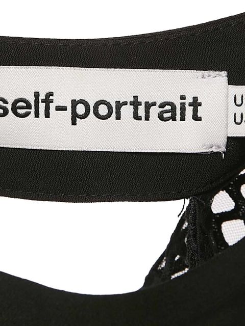 Self-Portrait cut-out mesh long-sleeve T-shirt - Black