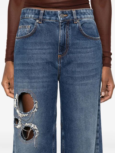 AREA crystal-embellished jeans - Blue