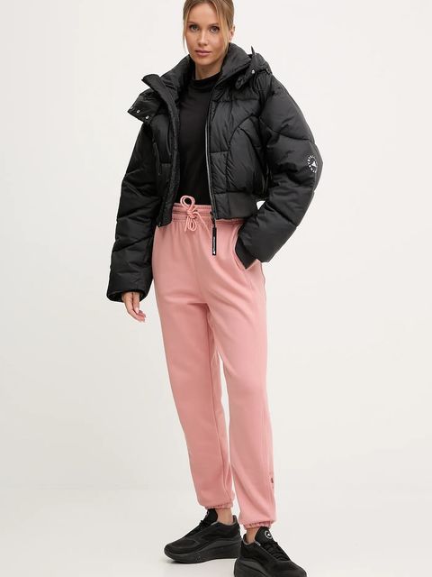 adidas by Stella McCartney spodnie dresowe bawełniane damskie kolor pomarańczowy gładkie JX2717