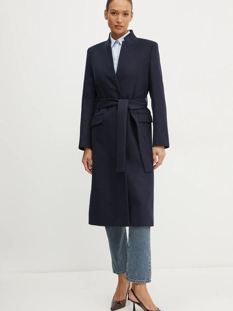 Karl Lagerfeld płaszcz wełniany kolor granatowy przejściowy A1W15020