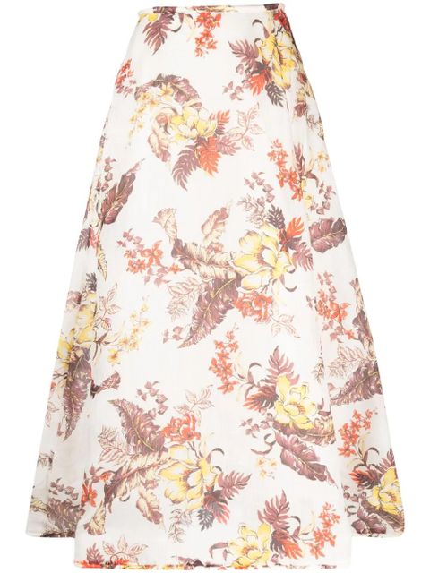 ZIMMERMANN Matchmaker floral-print A-line skirt - Neutrals - zdjęcie produktu nr 1