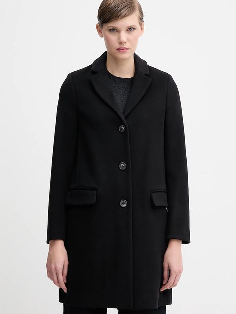 United Colors of Benetton płaszcz z dodatkiem wełny kolor czarny 2V0PDN062 - zdjęcie produktu nr 1