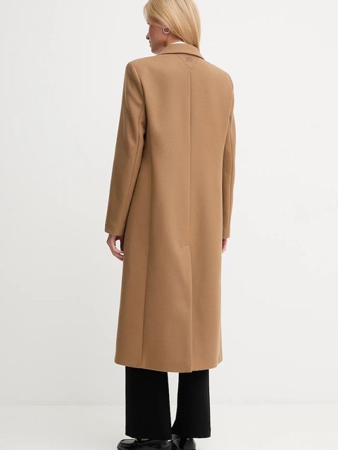 Tommy Hilfiger płaszcz z dodatkiem wełny kolor brązowy WW0WW47445