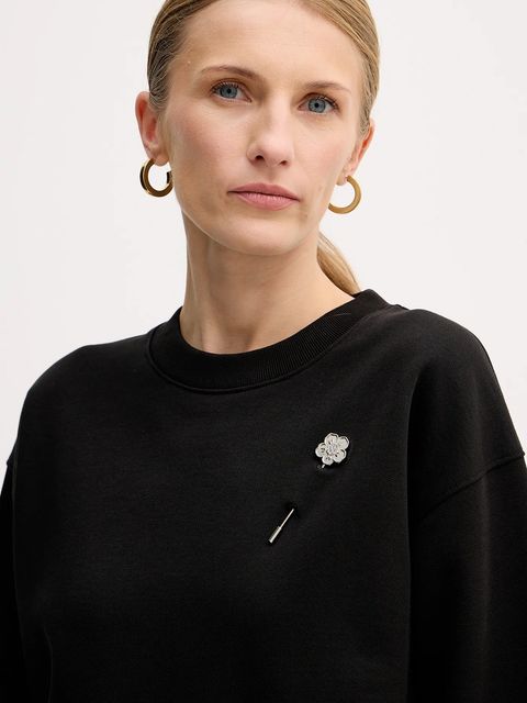 Kenzo bluza bawełniana damska kolor czarny z aplikacją FF52SW1744MF.99J