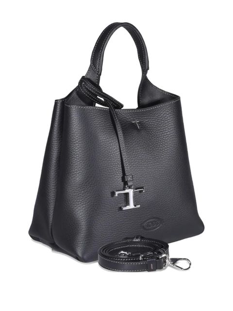 Tod's logo-charm leather tote bag - Black