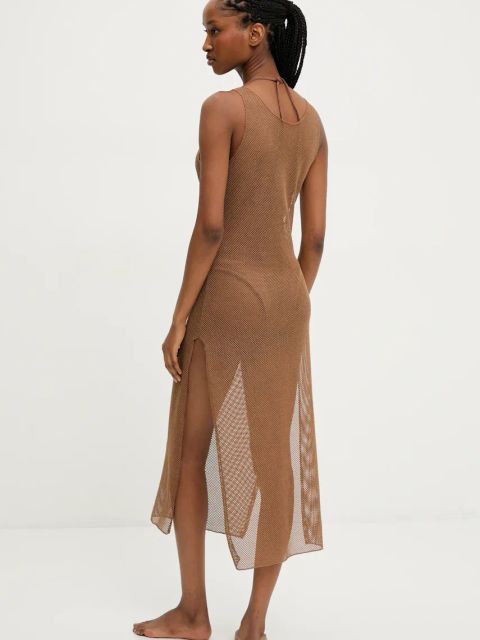 Answear.LAB dwuczęściowy strój kąpielowy i sukienka kolor brązowy lekko usztywniona miseczka