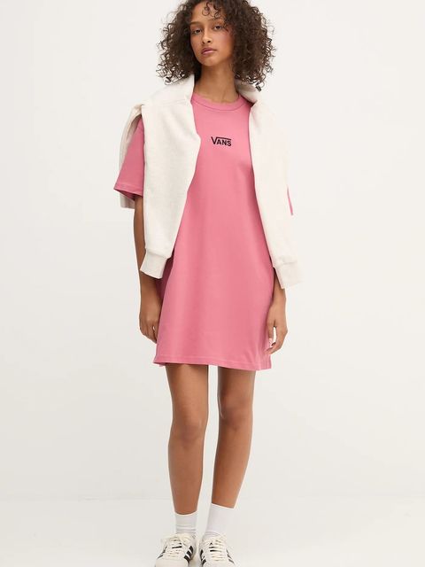 Vans sukienka bawełniana kolor różowy mini oversize VN0A4RU2ZRY1