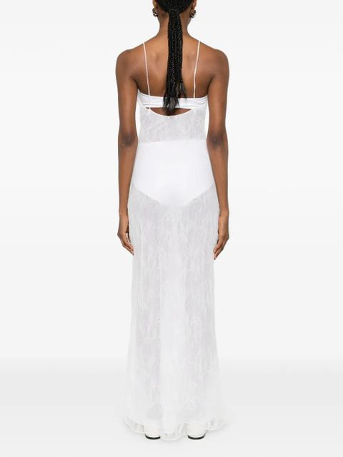 Oséree crystal-embellished spaghetti-strap maxi dress - White