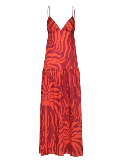 Johanna Ortiz Zea Palm zebra-print dress - Red - zdjęcie produktu nr 1