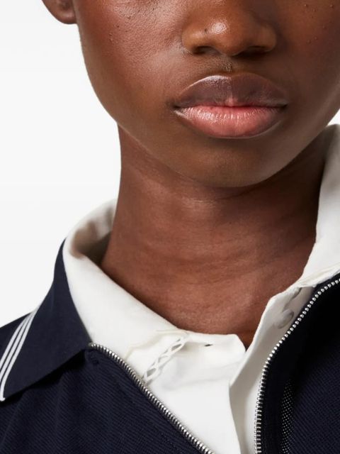 Miu Miu zippered logo patch polo shirt - Blue