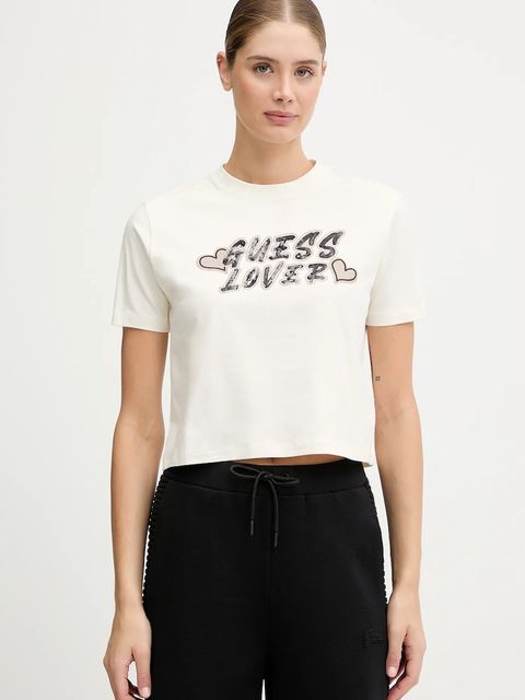 Guess t-shirt FOSCA damski kolor beżowy V5BI06 J1314 - zdjęcie produktu nr 1