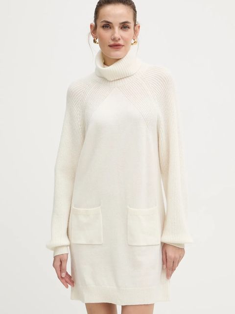 Liu Jo sukienka wełniana kolor biały mini prosta MF5063 MS009 - zdjęcie produktu nr 1