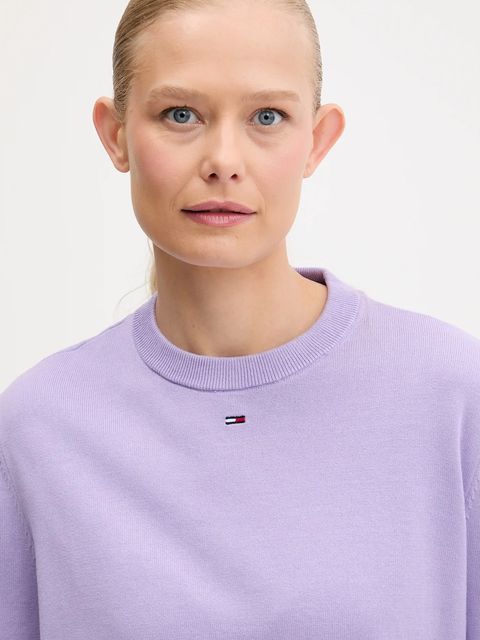 Tommy Jeans sweter bawełniany kolor fioletowy lekki DW0DW20159