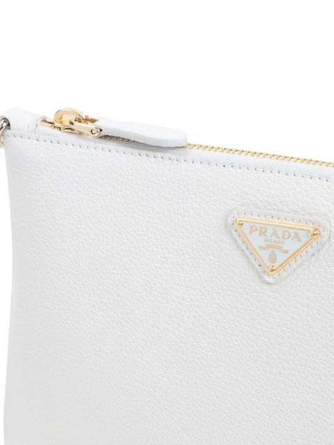 Prada triangle-logo clutch bag - White