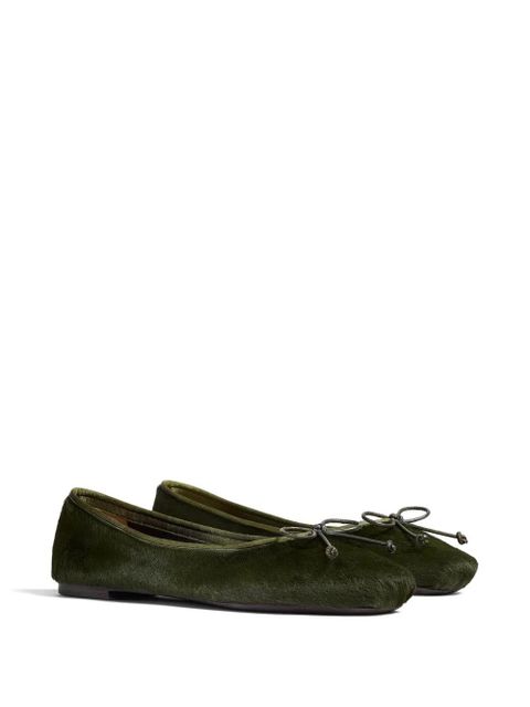 KHAITE haircalf bow ballerina - Green - zdjęcie produktu nr 2