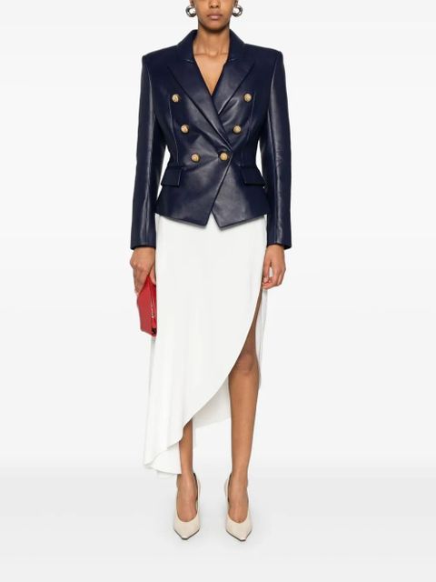 Balmain leather 6-button blazer - Blue