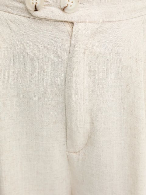 Answear.LAB szorty lniane damskie kolor beżowy gładkie high waist