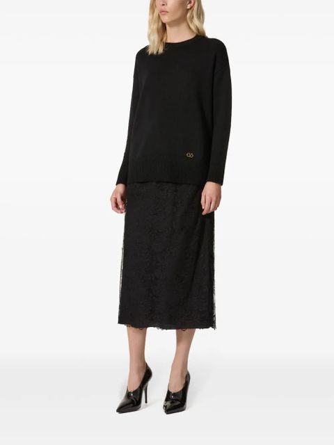 Valentino Garavani lace-detail midi skirt - Black - zdjęcie produktu nr 2