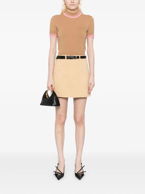 Self-Portrait a-line belted mini skirt - Neutrals