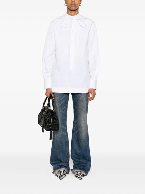 Gucci neck-tie long-sleeve top - White