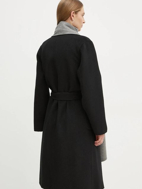 Karl Lagerfeld płaszcz wełniany dwustronny kolor czarny przejściowy A1W15018