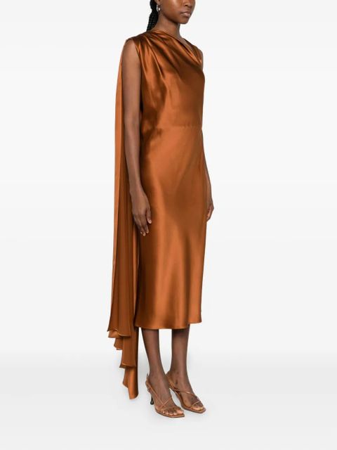 Max Mara draped silk midi dress - Brown