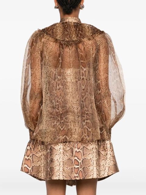 ZIMMERMANN ruffle-trimmed silk shirt - Brown
