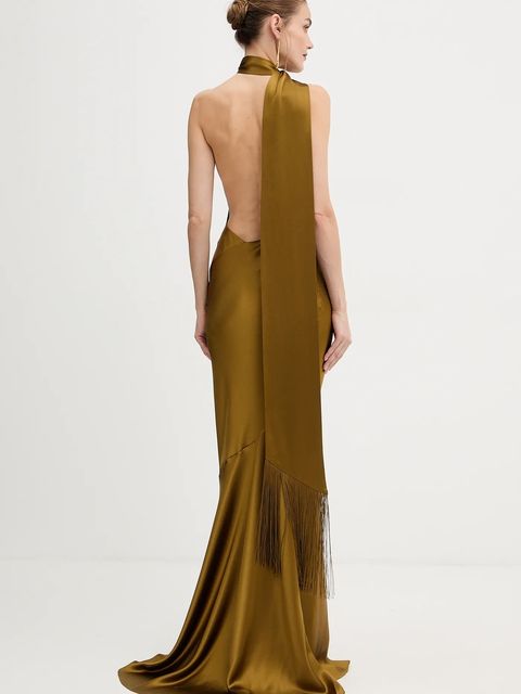 Retrofete sukienka Kelsa kolor zielony maxi dopasowana R-FW25-11950-17