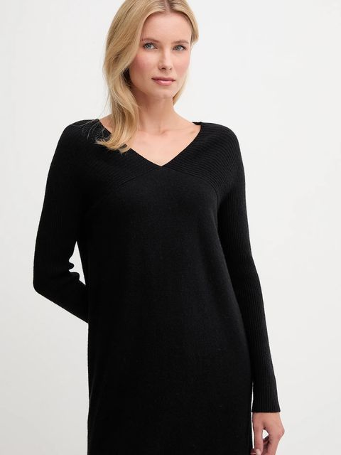 United Colors of Benetton sukienka z dodatkiem wełny kolor czarny mini prosta 1044DV02C