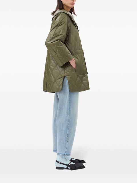 GANNI quilted zipped puffer jacket - Green