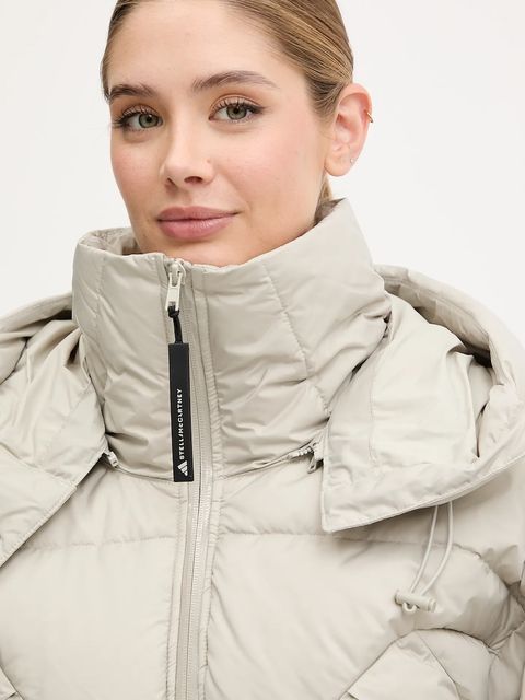 adidas by Stella McCartney kurtka ASMC Crop kolor beżowy zimowa oversize KA0645