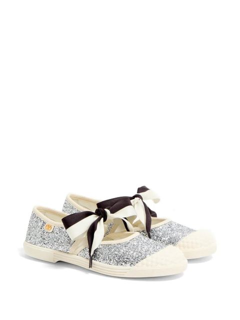Valentino Garavani Bay by Bay ballerina sneakers in glitter fabric - Silver - zdjęcie produktu nr 2