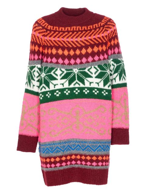 Essentiel Antwerp fairisle crew-neck knitted day dress - Pink - zdjęcie produktu nr 1
